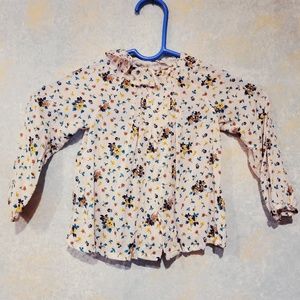 ZARA 12 to 18 Months Baby Girl Cream Floral Top